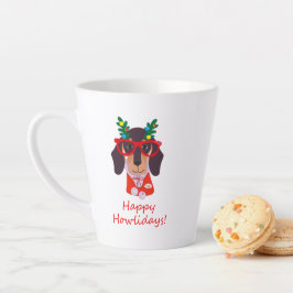 Taza De Café Latte Perro Navidad lindo feliz Howlidays Doxie Dachshun