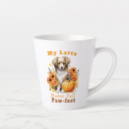 Taza De Café Latte Perro otoñal con paw de personalizable