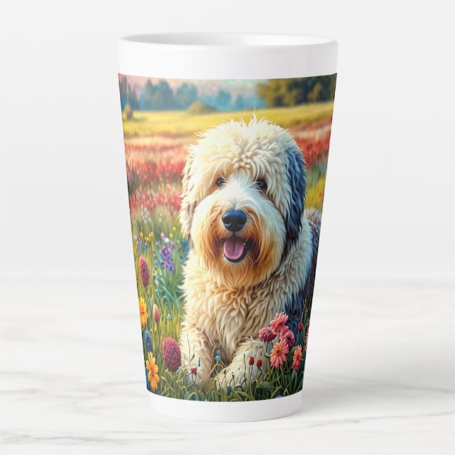 Taza De Café Latte Perro pastor inglés antiguo (Anverso)