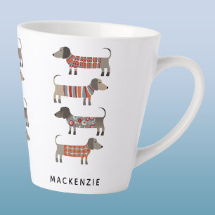 Taza De Café Latte Perro salchicha Dachshund personalizado