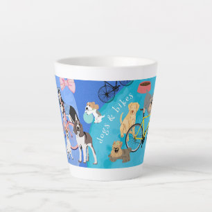 Taza De Café Latte Perros y bicicletas Papel de juguete