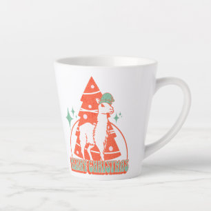 Taza De Café Latte Personaje Animal de Navidad Llama Alpaca Retro