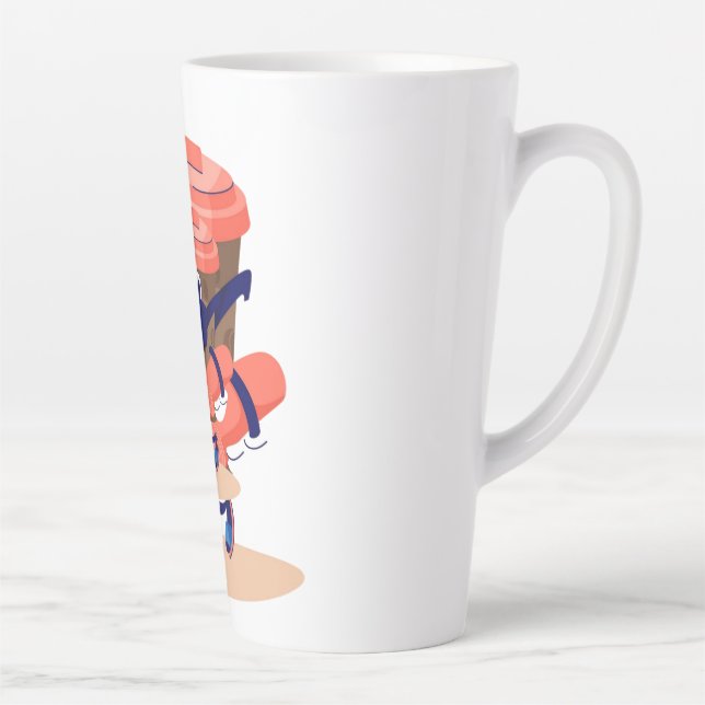Taza De Café Latte Personaje de café Guay y divertida (Derecha)