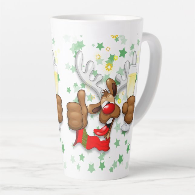Taza De Café Latte Personaje de Navidades divertidos renos ebrios (Ángulo derecho)