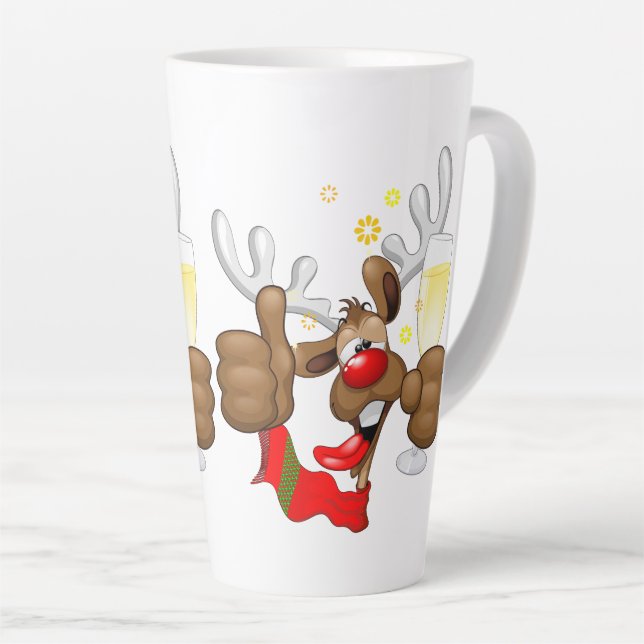 Taza De Café Latte Personaje de Navidades divertidos renos ebrios (Ángulo derecho)