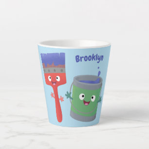 Taza De Café Latte Personajes de pincel y dibujos animados