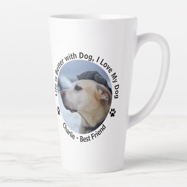 Taza De Café Latte Personalice su propia foto de Mascota de diseño de (Derecha)