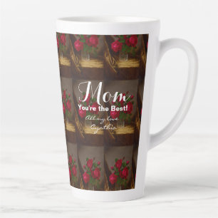 Taza De Café Latte Personaliza a mamá de rosas rojas que eres la mejo