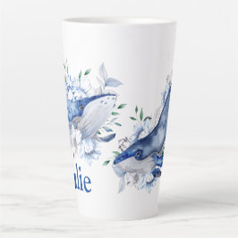 Taza De Café Latte Personaliza Ballenas Azules
