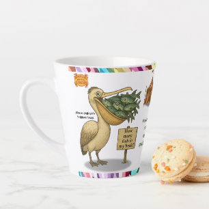 Taza De Café Latte Personaliza: El brillante pico de Pierre el pelíca