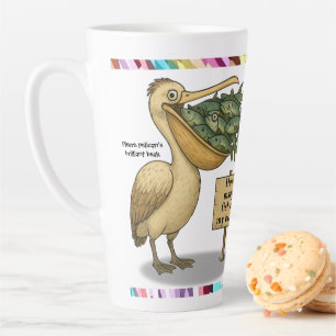 Taza De Café Latte Personaliza: El brillante pico de Pierre el pelíca