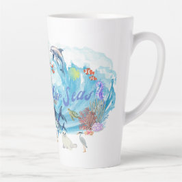 Taza De Café Latte Personaliza Guardar nuestros mares