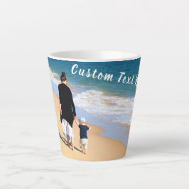Taza De Café Latte Personaliza tu foto latte Mug con texto Personaliz