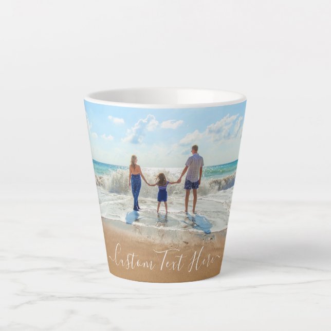 Taza De Café Latte Personaliza tu foto latte Mug con texto Personaliz (Anverso)