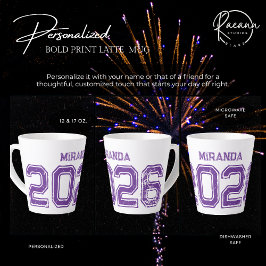 Taza De Café Latte Personalizable 2026 Impresión negrita Cerámica Lat