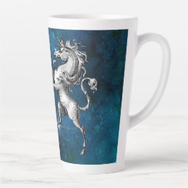 Taza De Café Latte Personalizable celeste unicornio