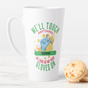 Taza De Café Latte Personalizable de guantes divertidos (trabajo médi
