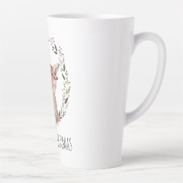 Taza De Café Latte Personalizable Fawn Wreath navidades