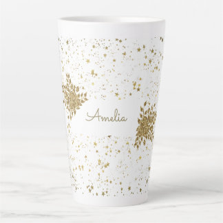 Taza De Café Latte Personalizable Golden Sparkle Latte Mug