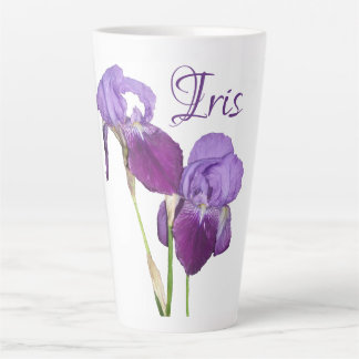 Taza De Café Latte Personalizable Iris chica nombre flores de primave