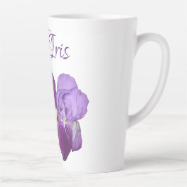 Taza De Café Latte Personalizable Iris chica nombre flores de primave