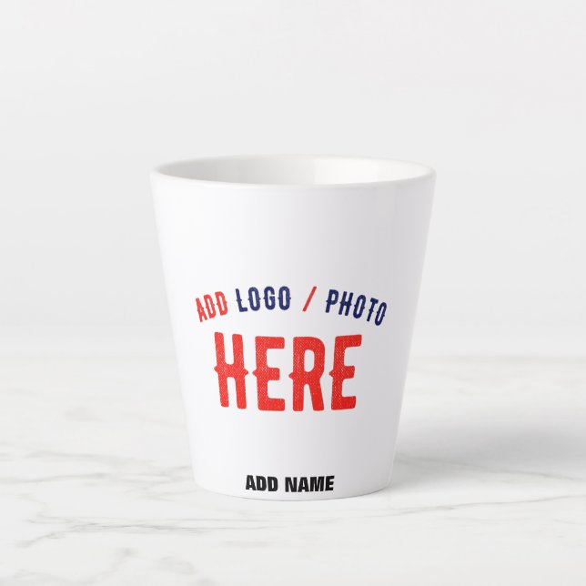 TAZA DE CAFÉ LATTE PERSONALIZABLE MODERNO ESTILO BLANCO VERIFICADO MA (Anverso)