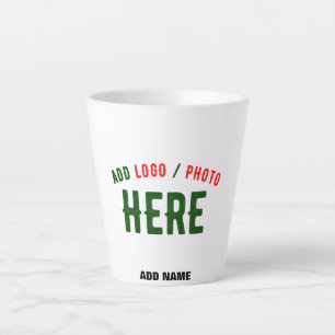 TAZA DE CAFÉ LATTE PERSONALIZABLE MODERNO ESTILO BLANCO VERIFICADO MA