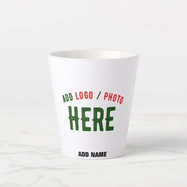 TAZA DE CAFÉ LATTE PERSONALIZABLE MODERNO ESTILO BLANCO VERIFICADO MA (Anverso)