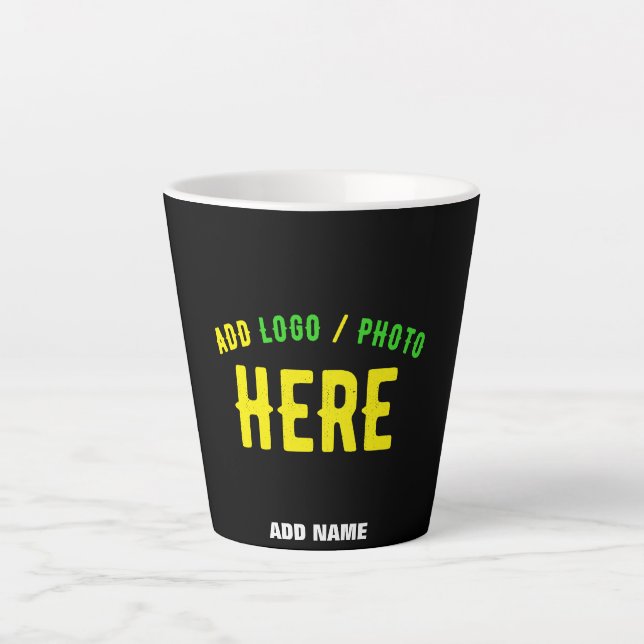 TAZA DE CAFÉ LATTE PERSONALIZABLE MODERNO ESTILO NEGRO VERIFICADO MAR (Anverso)