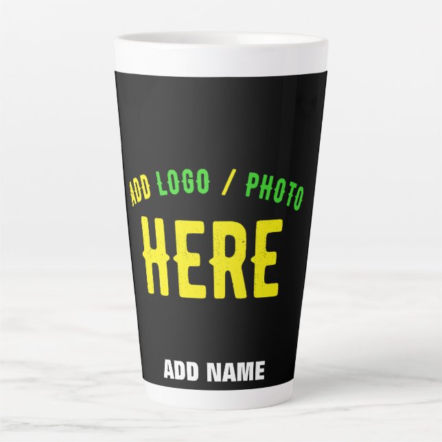 TAZA DE CAFÉ LATTE PERSONALIZABLE MODERNO ESTILO NEGRO VERIFICADO MAR (Anverso)