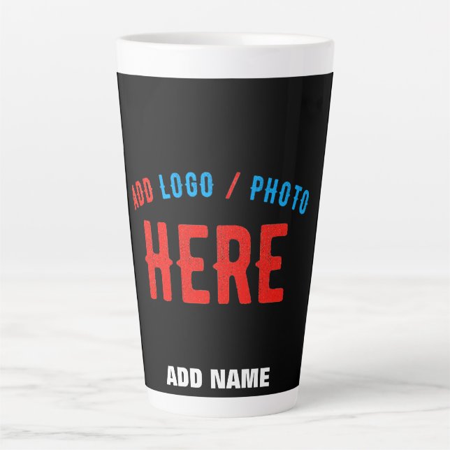 TAZA DE CAFÉ LATTE PERSONALIZABLE MODERNO ESTILO NEGRO VERIFICADO MAR (Anverso)