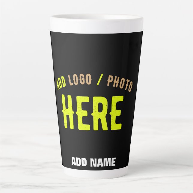 TAZA DE CAFÉ LATTE PERSONALIZABLE MODERNO ESTILO NEGRO VERIFICADO MAR (Anverso)