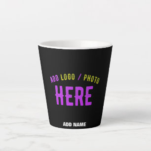 TAZA DE CAFÉ LATTE PERSONALIZABLE MODERNO ESTILO NEGRO VERIFICADO MAR