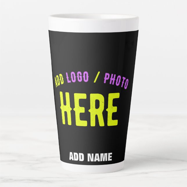 TAZA DE CAFÉ LATTE PERSONALIZABLE MODERNO ESTILO NEGRO VERIFICADO MAR (Anverso)