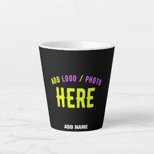 TAZA DE CAFÉ LATTE PERSONALIZABLE MODERNO ESTILO NEGRO VERIFICADO MAR