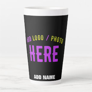 TAZA DE CAFÉ LATTE PERSONALIZABLE MODERNO ESTILO NEGRO VERIFICADO MAR