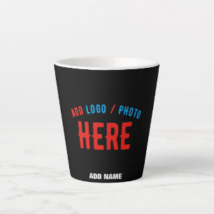 TAZA DE CAFÉ LATTE PERSONALIZABLE MODERNO ESTILO NEGRO VERIFICADO MAR
