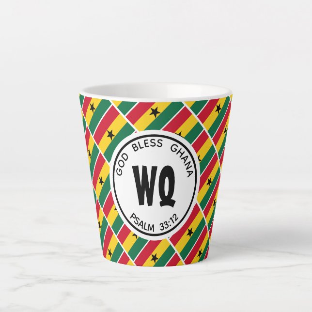 Taza De Café Latte PERSONALIZABLE patriótico GHANA FLAG (Anverso)