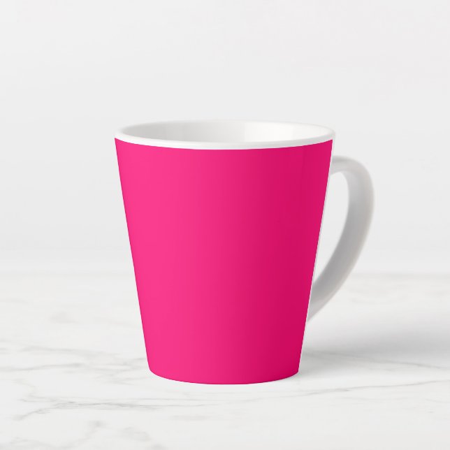 Taza De Café Latte Personalizable rosa neón Latte Mug (Ángulo derecho)