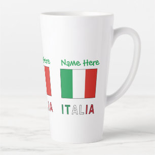 Taza De Café Latte Personalización de la bandera italiana verde 