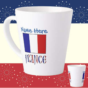 Taza De Café Latte Personalización pequeña azul de la bandera de Fran