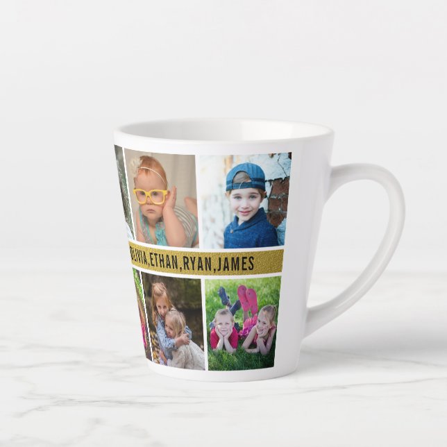 Taza De Café Latte Personalizado 10 Collage de fotos te queremos tía (Derecha)