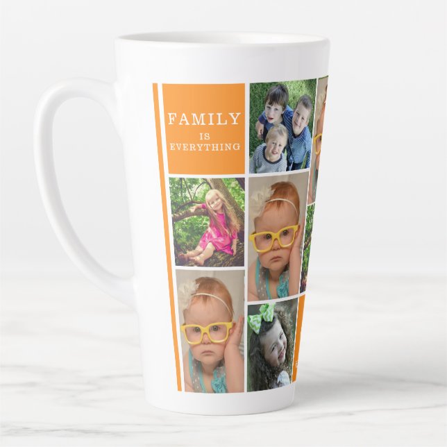 Taza De Café Latte Personalizado 12 Monograma familiar de Naranja de  (Izquierda)