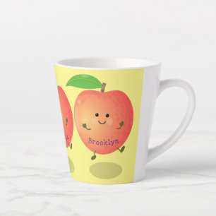 Taza De Café Latte Personalizado amarillo de melocotón alegre