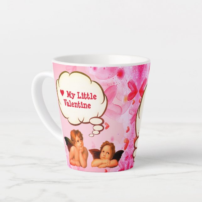 Taza De Café Latte Personalizado AMO A MI PEQUEÑO VALENTINO Angels Ce (Ángulo izquierdo)