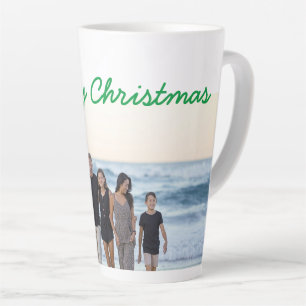 Taza De Café Latte personalizado añada tu texto de foto feliz navida