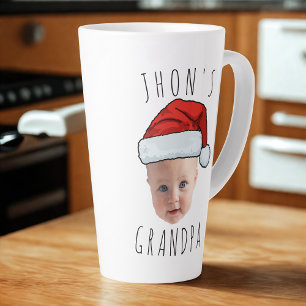 Taza De Café Latte Personalizado Baby Face Santa Hat Navidad Foto