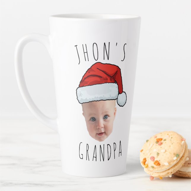 Taza De Café Latte Personalizado Baby Face Santa Hat Navidad Foto (In situ)