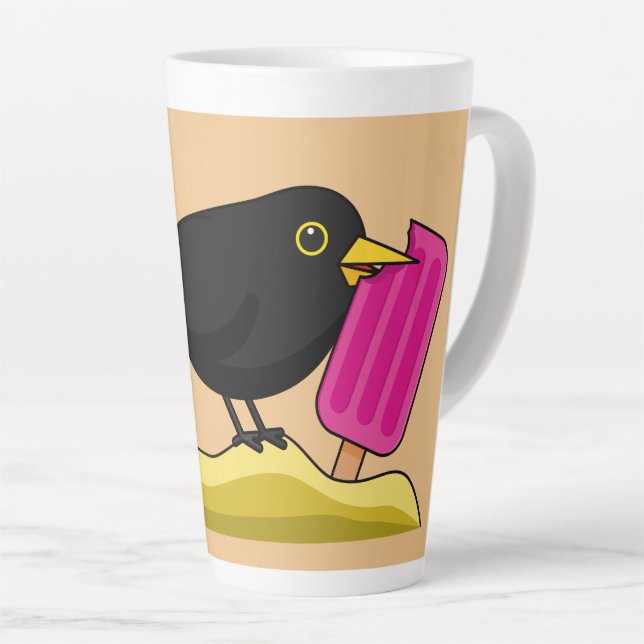 Taza De Café Latte Personalizado Blackbird come un helado (Ángulo derecho)