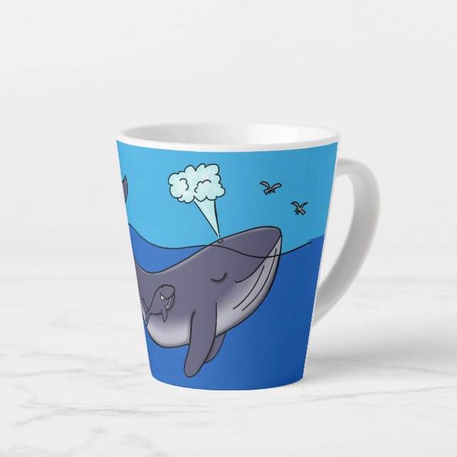 Taza De Café Latte Personalizado caprichoso de ballenas y terneros (Ángulo derecho)